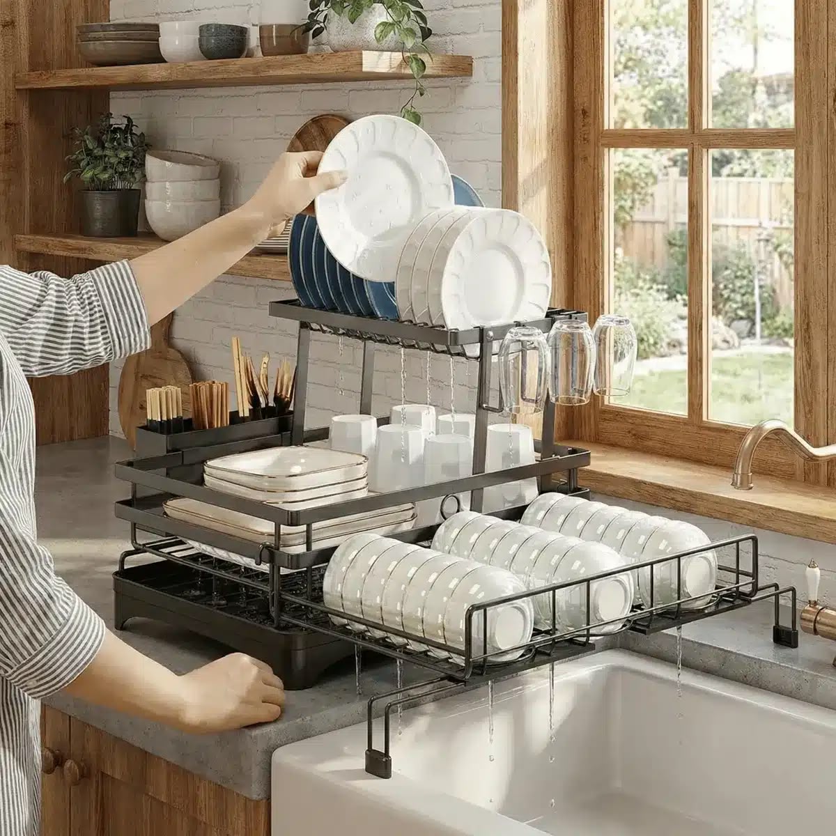 Escurridor 2 Niveles De Acero Extensible Platos Cocina