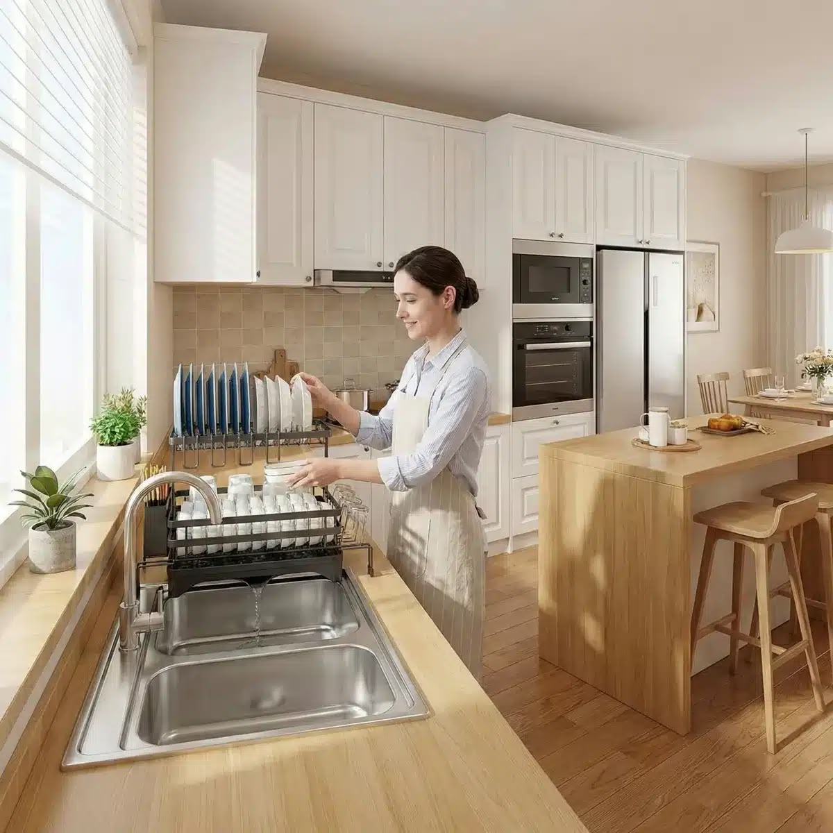 Escurridor 2 Niveles De Acero Extensible Platos Cocina